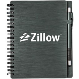 Charcoal Metallic Textured Custom Notebooks w/ Stylus Pen - 5"w x 7"h