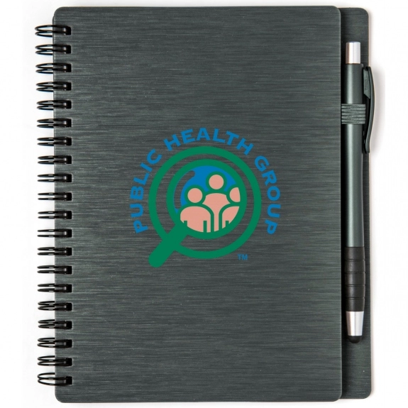 Charcoal Metallic Textured Custom Notebooks w/ Stylus Pen