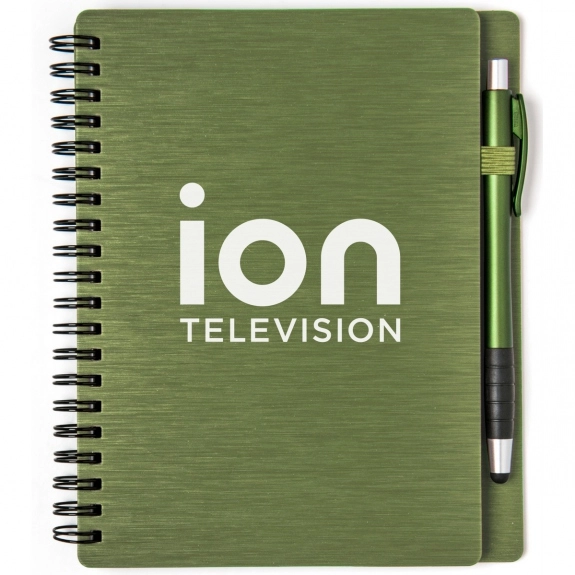 Olive Green Metallic Textured Custom Notebooks w/ Stylus Pen