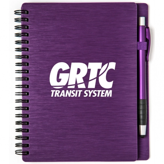 Purple Metallic Textured Custom Notebooks w/ Stylus Pen