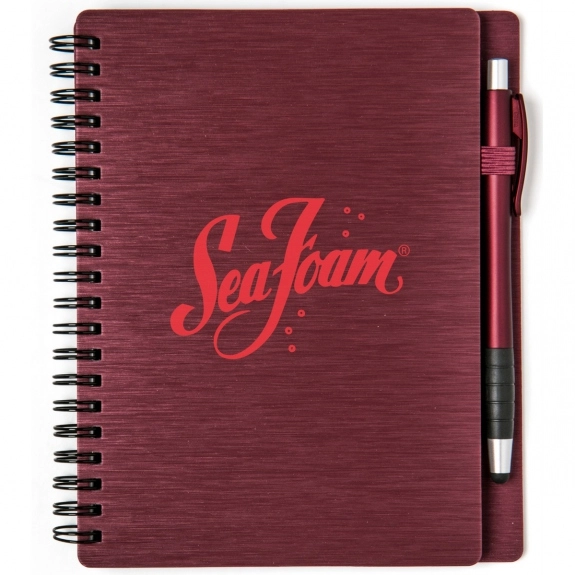 Merlot Red Metallic Textured Custom Notebooks w/ Stylus Pen