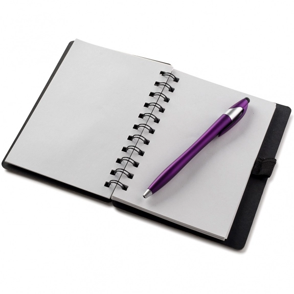 Open - Spiral Bound Custom Notebook w/ Sticky Notes & Stylus Pen 