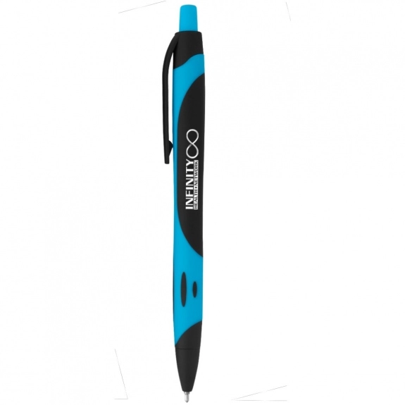 Black/Light Blue Two-Tone Rubberized Custom Pen