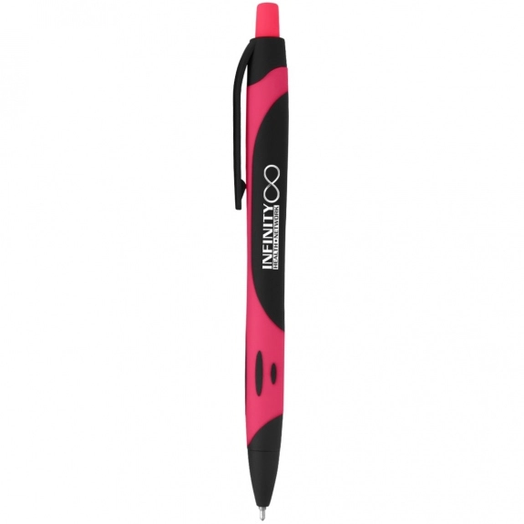 Black/Pink Two-Tone Rubberized Custom Pen