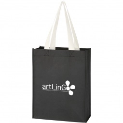 Black / White - Two-Tone Promotional Tote Bag - 9.5"w x 12"h x 4.5"d