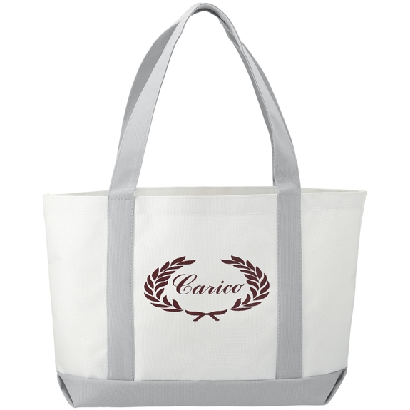 White / Grey Large Promotional Boat Tote - 18"w x 11.25"h x 3.75"d