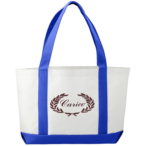 White / Royal Blue Large Promotional Boat Tote - 18"w x 11.25"h x 3.75"d