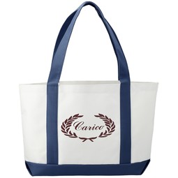 White / Navy Large Promotional Boat Tote - 18"w x 11.25"h x 3.75"d