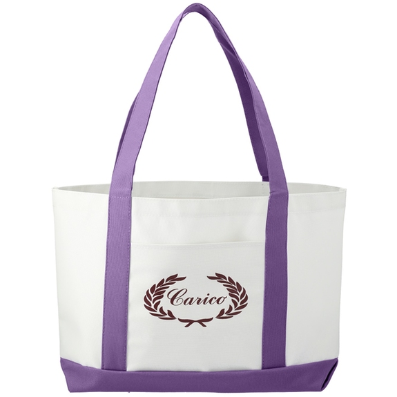 White / Purple Large Promotional Boat Tote - 18"w x 11.25"h x 3.75"d
