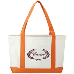White / Orange Large Promotional Boat Tote - 18"w x 11.25"h x 3.75"d