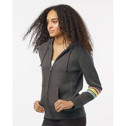 Side Striped Sleeves Custom Full-Zip Hoodie - Women's