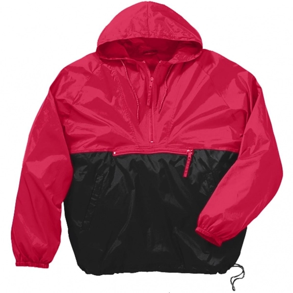 Red/Black Harriton Packable Nylon Custom Jacket - Men's