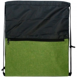 Green Two-Tone Heather Custom Drawstring Bag - 13.75"w x 16.75"h