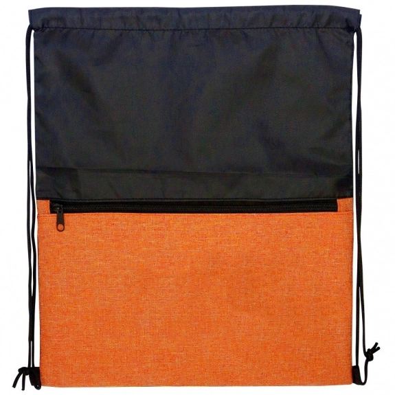 Orange Two-Tone Heather Custom Drawstring Bag - 13.75"w x 16.75"h