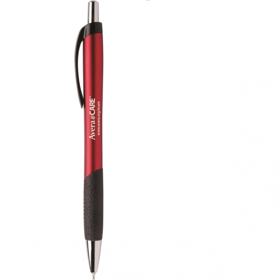 Red - Metallic Click Custom Pen w/ Rubber Grip