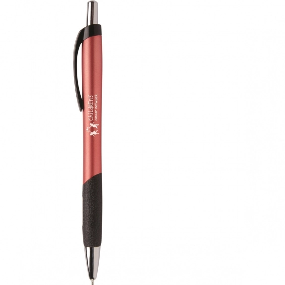 Coral - Metallic Click Custom Pen w/ Rubber Grip