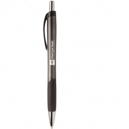 Gray - Metallic Click Custom Pen w/ Rubber Grip