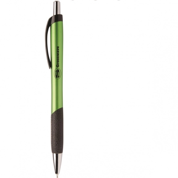 Green - Metallic Click Custom Pen w/ Rubber Grip