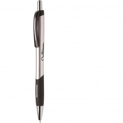 Silver - Metallic Click Custom Pen w/ Rubber Grip