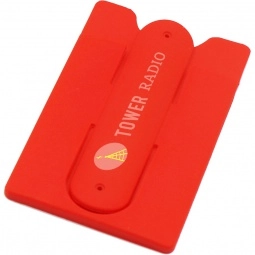 Red Silicone Custom Cell Phone Wallet w/ Stand
