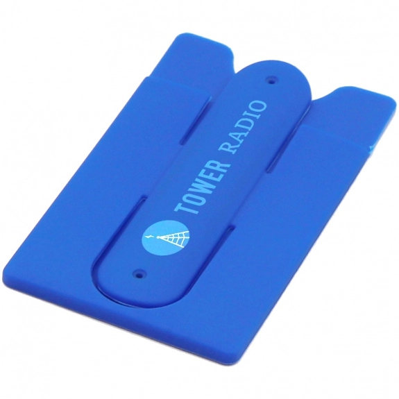 Blue Silicone Custom Cell Phone Wallet w/ Stand