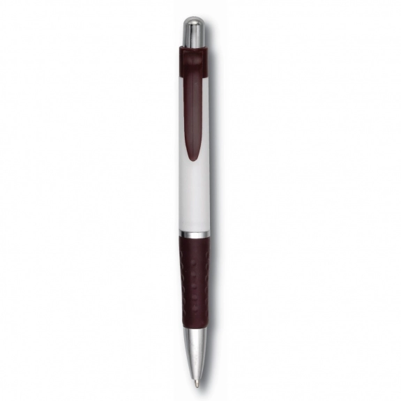 Burgundy Full Color Two-Tone Retractable Promotional Pen w/ Rubber Grip