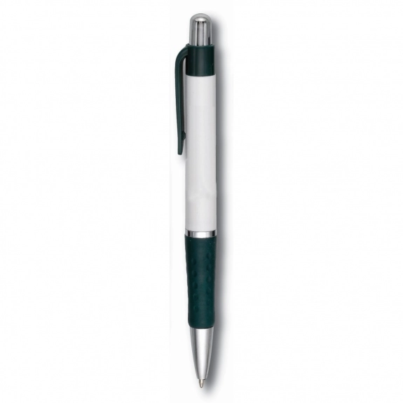Green Full Color Two-Tone Retractable Promotional Pen w/ Rubber Grip
