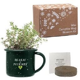 Promotional Think Green Custom Mini Camping Mug w/ Blossom Kit with Logo