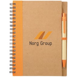 Orange Eco Custom Spiral Notebook w/ Pen - 5"w x 7"h