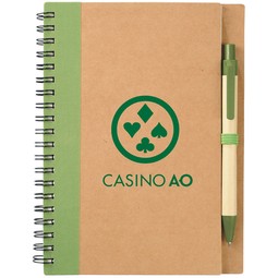 Green Eco Custom Spiral Notebook w/ Pen - 5"w x 7"h