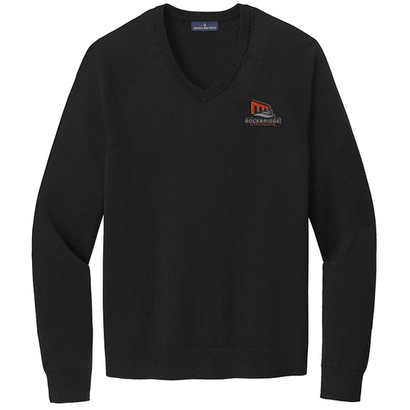 Deep Black - Brooks Brothers&#174; Cotton Stretch Custom V-Neck Sweater - M