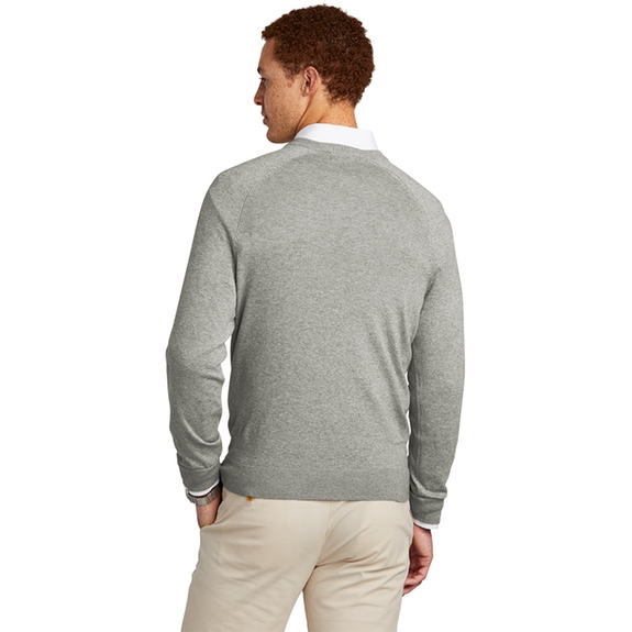 Back - Brooks Brothers&#174; Cotton Stretch Custom V-Neck Sweater - Men's