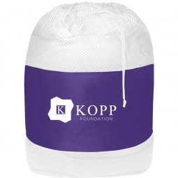White/Purple Drawstring Mesh Custom Laundry Bags