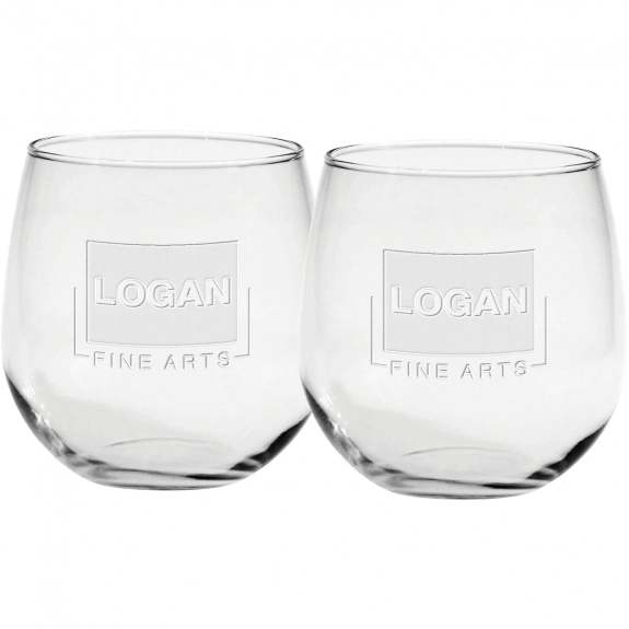 Clear Stemless Red Wines Custom Glassware - 2 Pc. Set - 16.75 oz.
