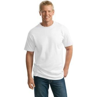 Model - Port & Company Essential Logo T-Shirt - Men's Tall - White