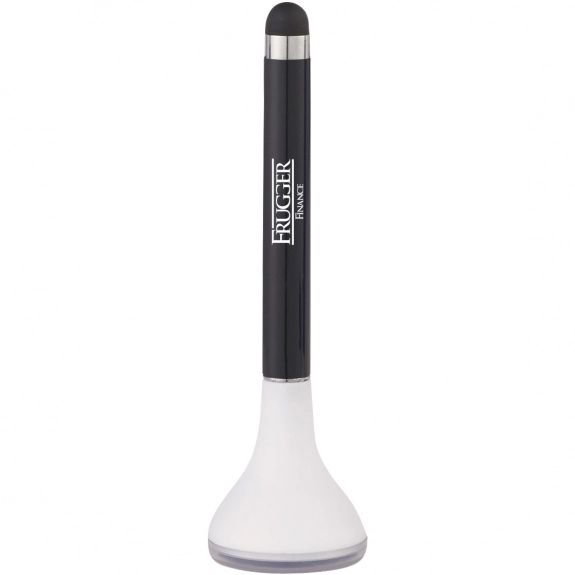 White/ Black Stylus Custom Pen Stand w/ Promotional Screen Cleaner