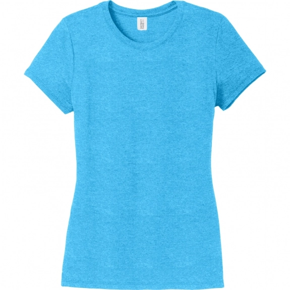 Turquoise Frost District Made Perfect Tri Crew Custom T-Shirts - Women's