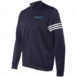 Navy Adidas Climalite 3-Stripes French Terry Quarter Zip Custom Pullover - 