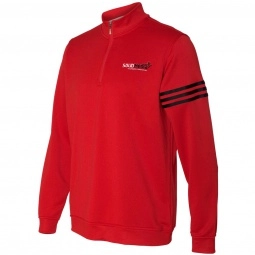 Power Red Adidas Climalite 3-Stripes French Terry Quarter Zip Custom Pullov