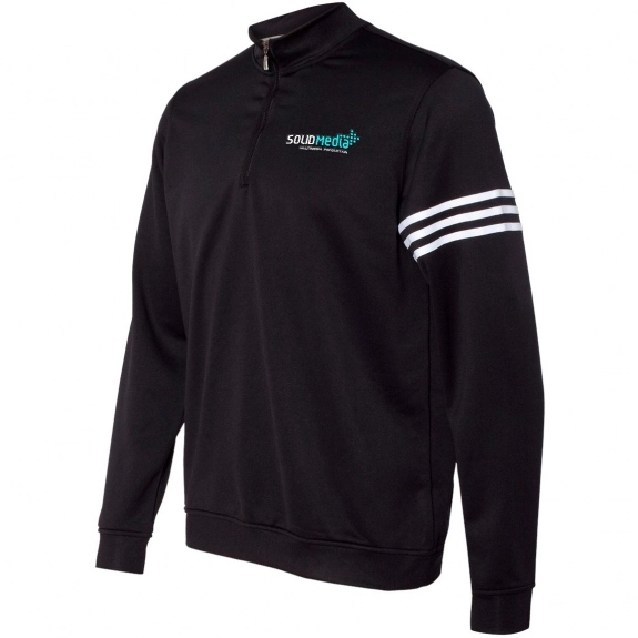 Black Adidas Climalite 3-Stripes French Terry Quarter Zip Custom Pullover -