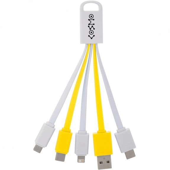 White Yellow - 5-In-1 Flat Noodle Custom Charging Cables