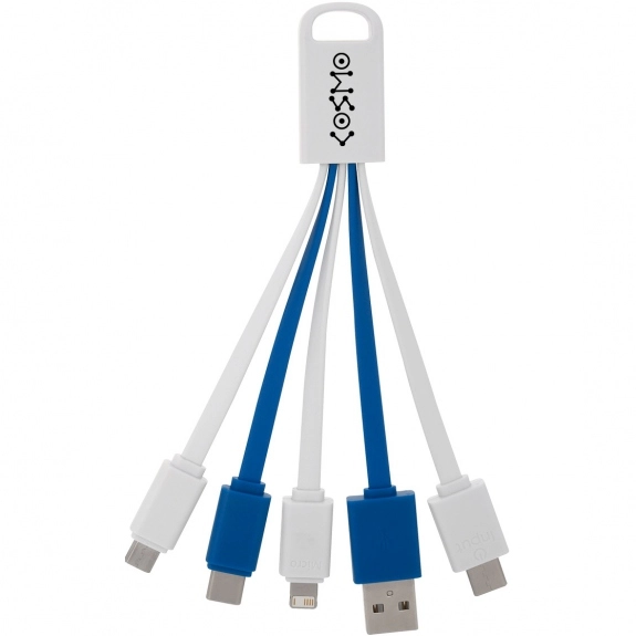 White / Blue - 5-In-1 Flat Noodle Custom Charging Cables