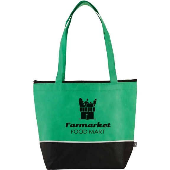 Green RPET Non-Woven Custom Cooler Tote - 15"w x 13"h x 5.75"d