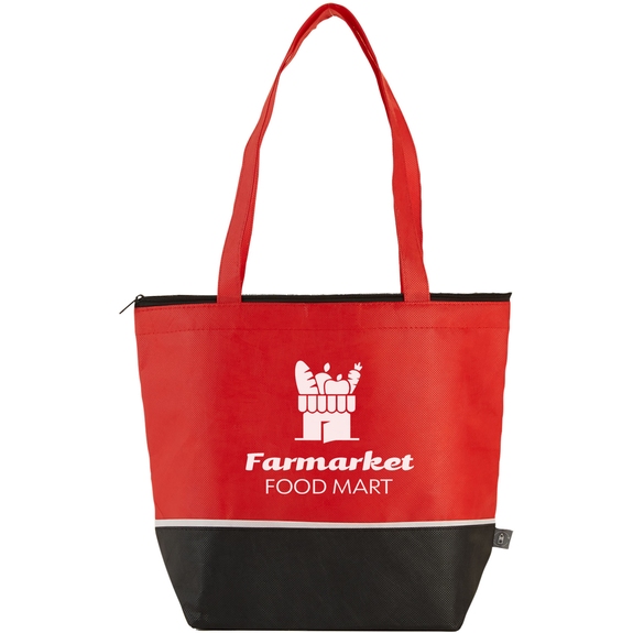 Red RPET Non-Woven Custom Cooler Tote - 15"w x 13"h x 5.75"d