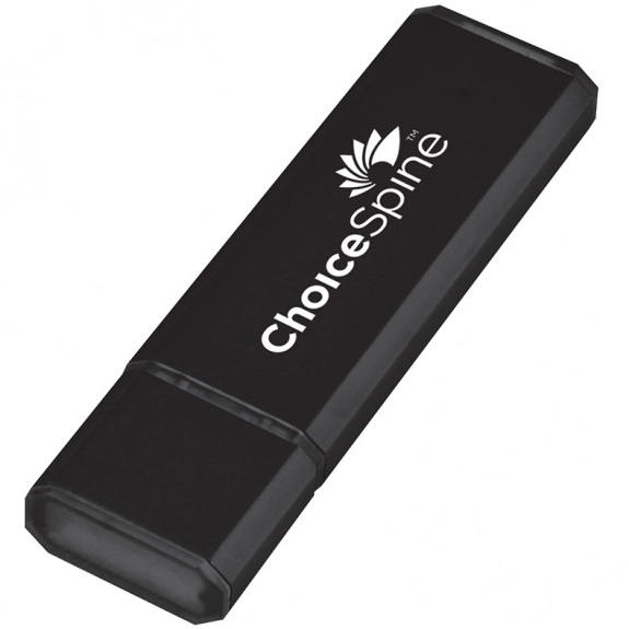 Black Slim Flat Aluminum Printed USB Drive - 1GB