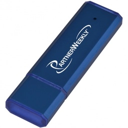 Blue Slim Flat Aluminum Printed USB Drive - 1GB