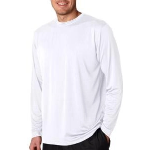 White UltraClub Long-Sleeve Micro Fabric Logo T-Shirt - Men's - Colors