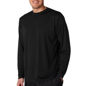 Black UltraClub Long-Sleeve Micro Fabric Logo T-Shirt - Men's - Colors