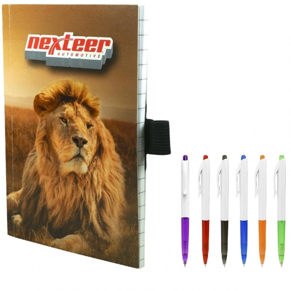 White - Full Color Custom Notebook w/Pen- 4"w x 6"h