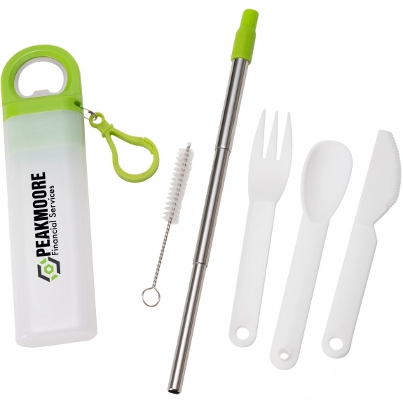 Lime 3-in-1 Reusable Custom Straw & Cutlery Set